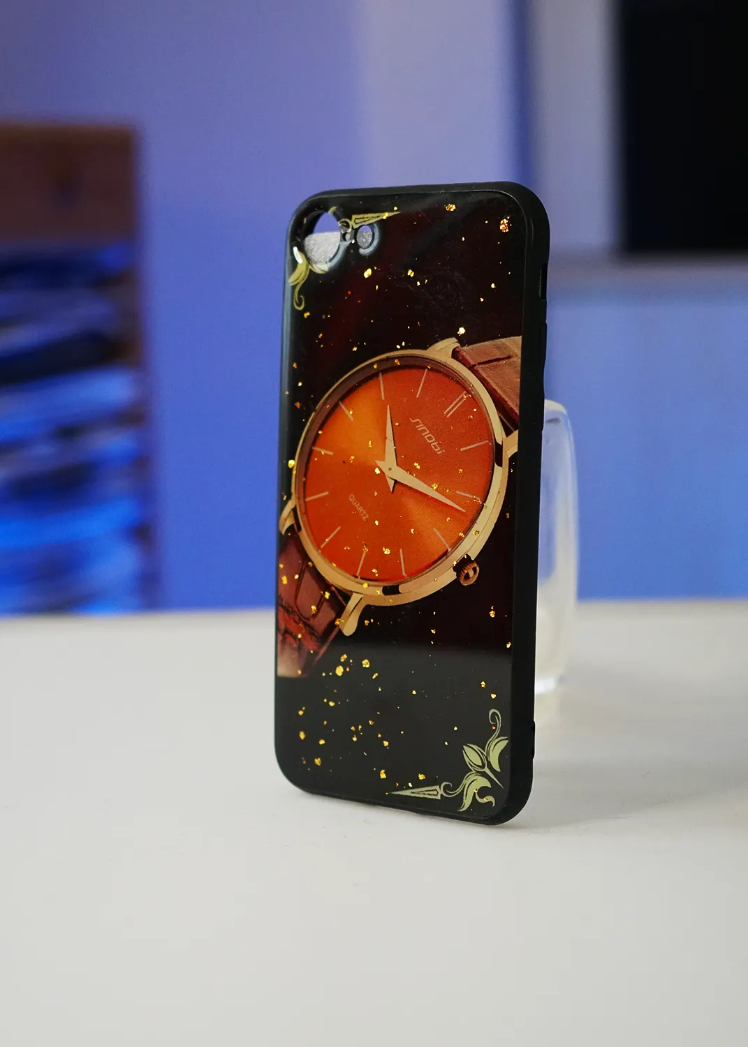 iPhone 7 Uyumlu Saat Desenli Siyah Telefon Kılıfı